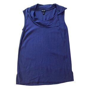 Ronen Chen Womens Blue Sleeveless Asymmetrical Cowl Neck Top Size 4 Viscose Line